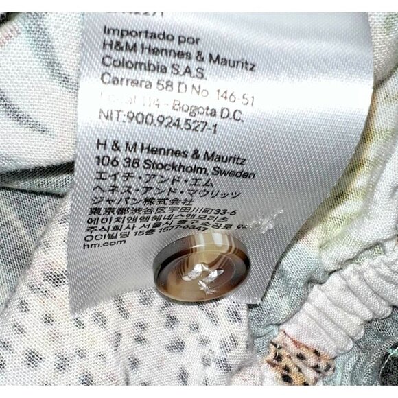 H&M Women's Size 10 Blouse Gathered Neck, Hem Cuffs Short Sleeve Cheetah Jungle - Picture 12 of 12